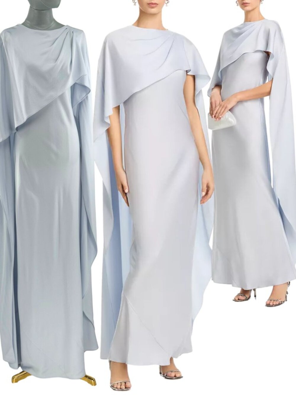 🆕 SIMKHAI 🧿 NWOT Izel Cape Modest Gown, Blue Haze - Sz 2